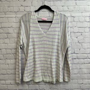 Lilly Pulitzer Stasia Sweater Heathered Lilac Verbena Serene Stripes Women's Med